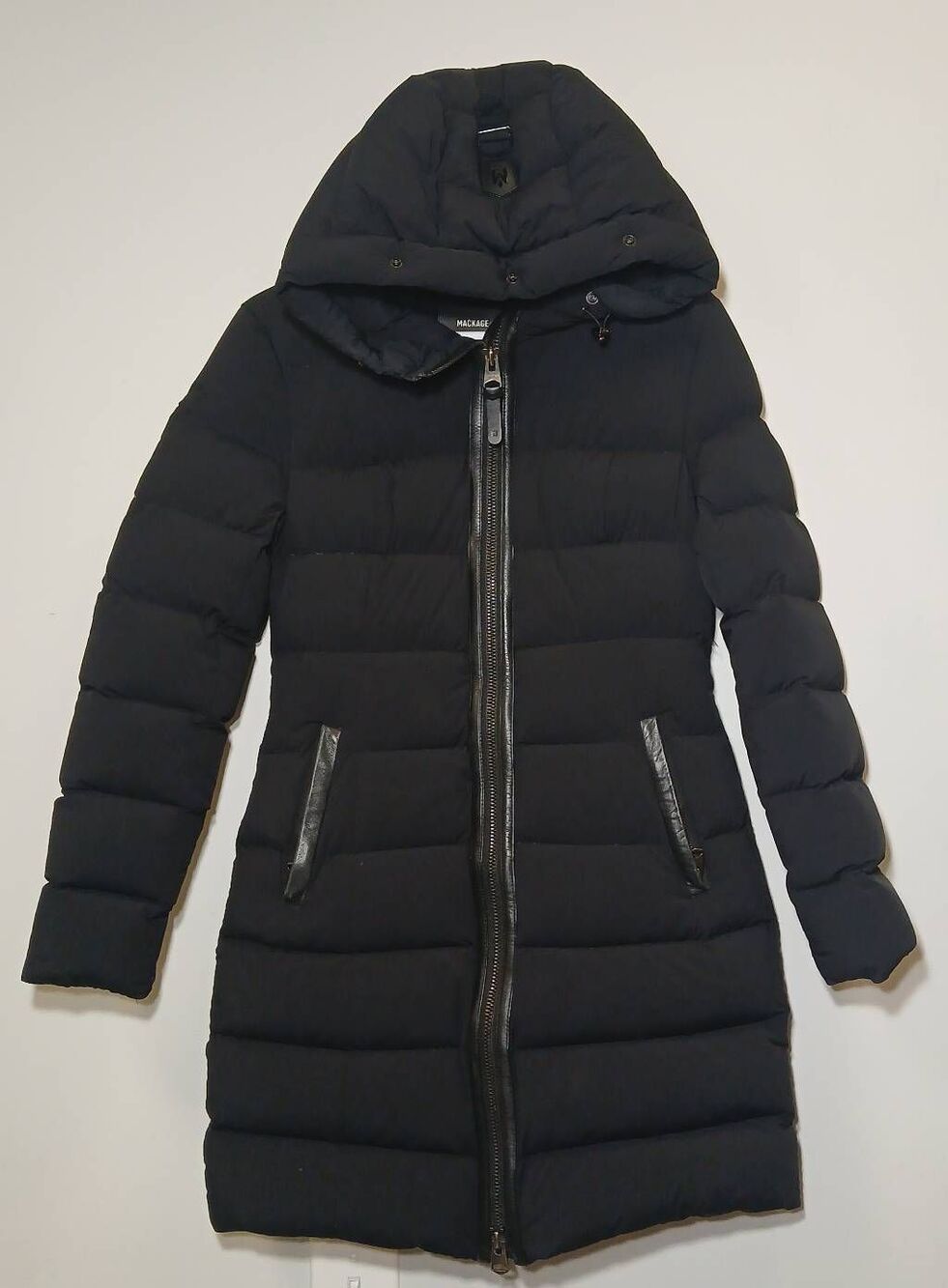 Mackage Montreal womens xs long black puffer jacket coat goose down